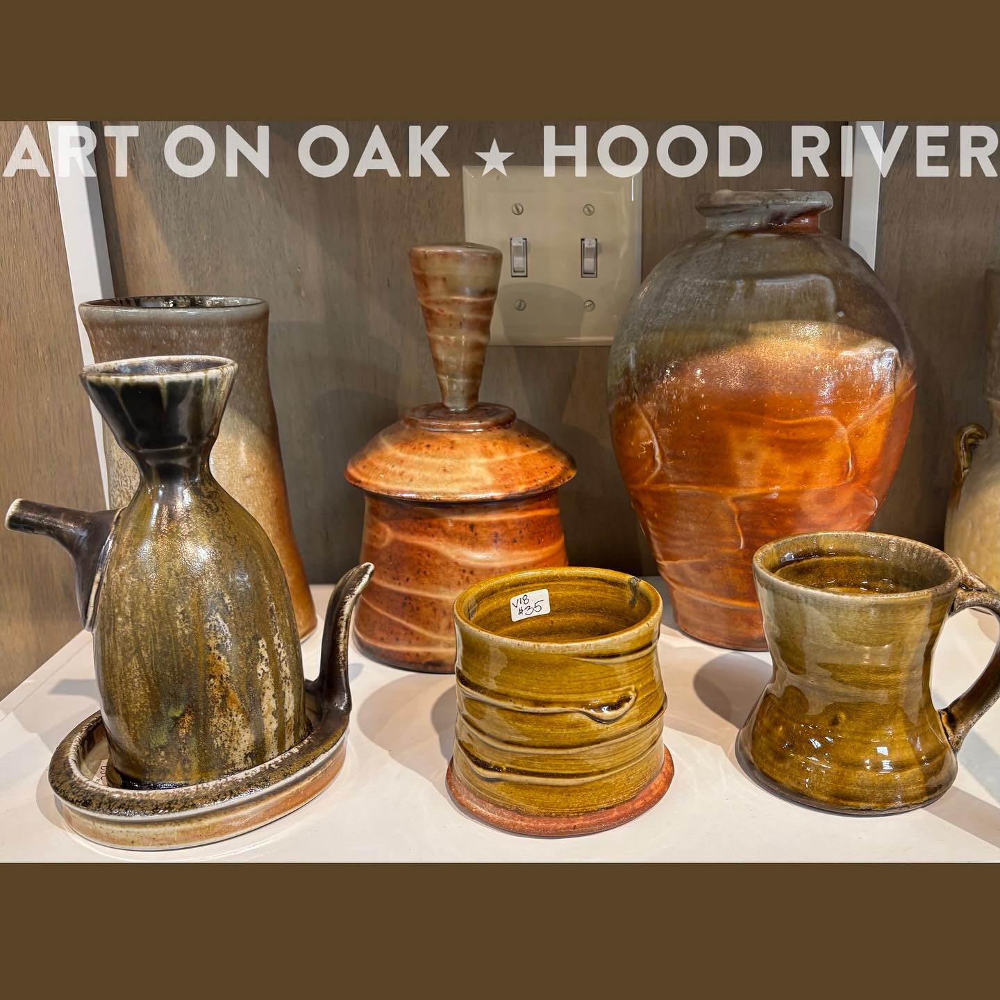 FEATURED ARTIST OF THE WEEK: John McLaughlin @dirtyratstudio. John’s wood-fired stoneware combines utilitarian function with aesthetic quality. He loves the process of firing in that it’s a communal effort with uncommon outcomes. The unpredictability of fire and ash making marks on the clay gives his pieces their unique look. John is a longtime member of the Oregon Potters Association @oregonpotters and is currently based out of  Portland, OR. Come see his extraordinary work at Art On Oak, 210 Oak St., Hood River, OR, any day of the week from 10 ‘til 5. “The friendliest gallery in the Gorge.” #pottery #stoneware #stonewarepottery #woodfired #woodfiredstoneware #woodfiredpottery #wheelthrown #wheelthrownpottery #wheelthrownstoneware #oregonartist #oregonart #hoodriveroregon #visithoodriver