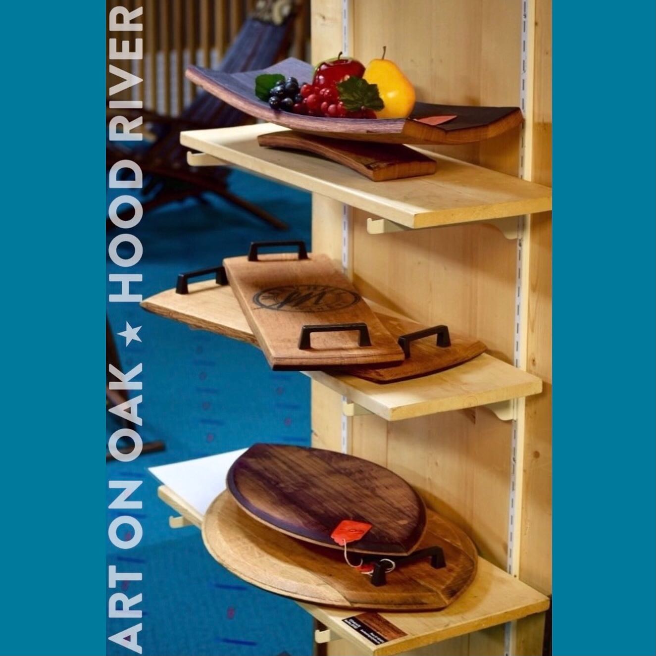 FEATURED ARTIST OF THE WEEK: Leoni Montenegro @leonimontenegro. Leoni creates beautiful and practical objects and furniture from wine barrel wood. He fell in love with the richness and curves of used wine barrels and started his studio in Hood River to see what the possibilities could be. Come see his benches, cutting boards, centerpieces, and all kinds of other creations at Art On Oak, 210 Oak St., Hood River, OR. We’re open every day of the week from 10:00 a.m. - 5:00 p.m. “The friendliest gallery in the Gorge.” #winebarrel #winebarrelfurniture #cuttingboards #winebarrelcuttingboards #winebarrelcenterpieces #centerpiecesideas #candleabra #oregonartist #oregonart #woodcrafts #winebarrelart #visithoodriver #hoodriveroregon #hoodriver #hoodriverartgalleries