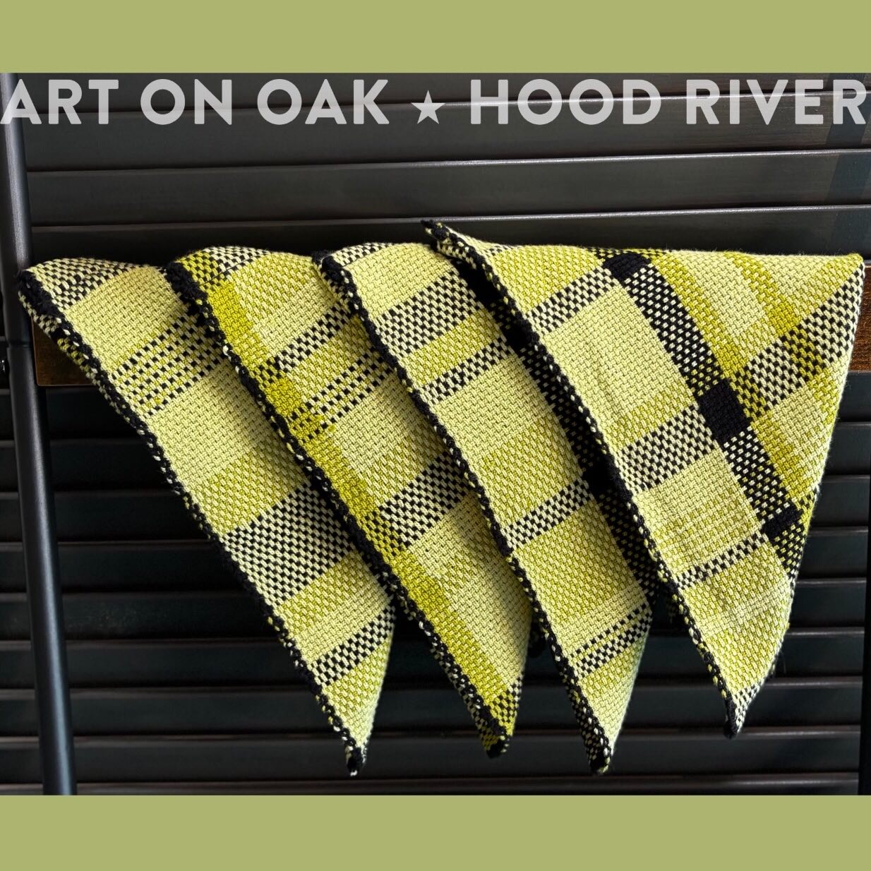 FEATURED ARTIST OF THE WEEK: Erin Keefe @plushwovens. Erin’s love for weaving began in her childhood watching her mom, aunt, and grandma work with woolen yarn. When she took up weaving on a rigid heddle loom, she began to create the beautiful scarves, table linens, and other woven items that are now on exhibit at Art On Oak. She is a member of Grace Charter Weavers Studio and The Gorge Weavers Guild @gorgeweavers, where she continues to add new weaving techniques to her formidable skills. Come see her creations, as well as those of thirty other regional artists, at 210 Oak St., Hood River, OR. We’re open from 10:00 a.m. -  5:00 p.m. every day of the week. “The friendliest gallery in the Gorge.” #weaver #weaving #loom #rigidheddle #rigidheddleloom #rigidheddleweaving #scarves #napkins #wovenscarves #wovennapkins #oregonart #oregonartist #hoodriver #hoodriveroregon #visithoodriver #winterscarves