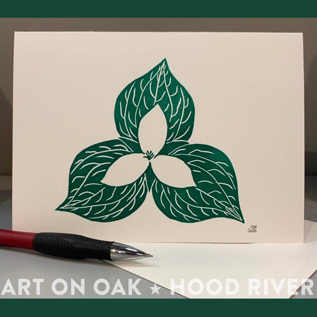 Happy St. Patrick’s Day from Art On Oak! We’re celebrating green today with Roslyn Girdham’s hand printed trillium cards and quail messenger bags @gentlehorsecreations, Erin Keefe’s heddle-loomed napkins @plushwovens, and Noelle Newton’s luscious peppermint bath salts @shewhowashes. Come on down to 210 Oak St. for all kinds of green any day of the week from 10:00 a.m. to 5:00 p.m. "The friendliest gallery in the Gorge." #stpatricksday #handprinted #heddleloom #peppermint #oregonartist